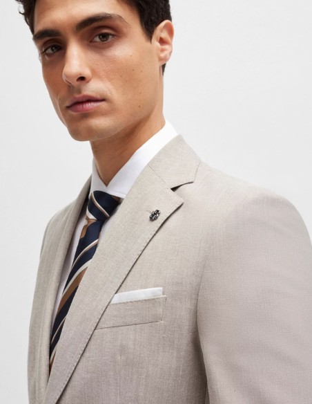 SLIM FIT JACKET IN A MICRO-PATTERNED COTTON BLEND