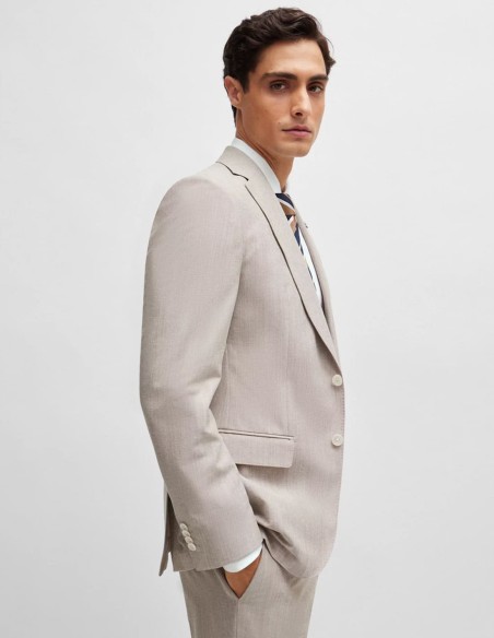 SLIM FIT JACKET IN A MICRO-PATTERNED COTTON BLEND