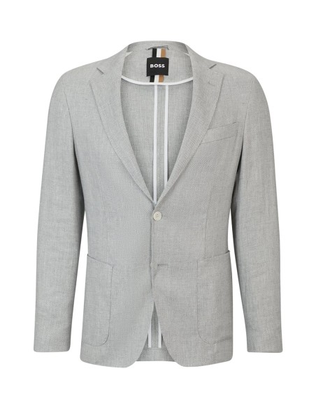 SLIM FIT JACKET IN A MICRO-PATTERNED LINEN BLEND