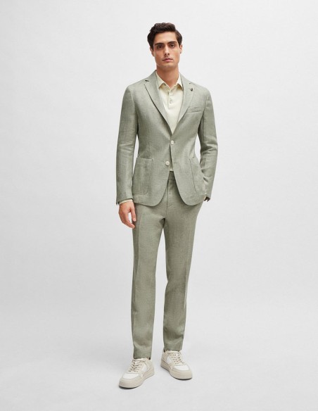 ΣΑΚΑΚΙ MICRO-PATTERNED LINEN BLEND SLIM FIT