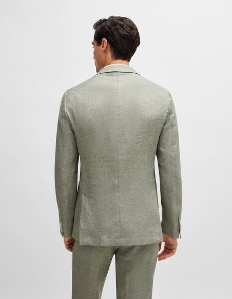 SLIM FIT JACKET IN A MICRO-PATTERNED LINEN BLEND