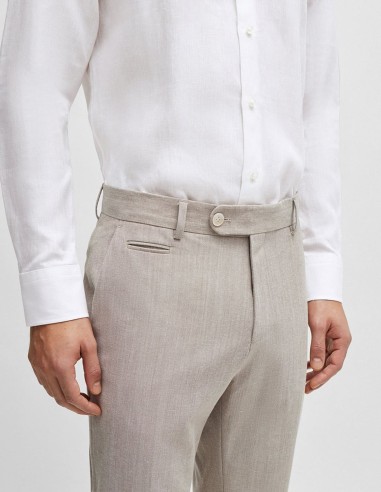 SLIM FIT TROUSERS IN A MICROPATTERNED...