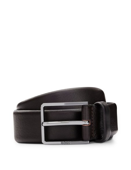 LEATHER BELT WITH POLISHED GUNMETAL HARDWARE