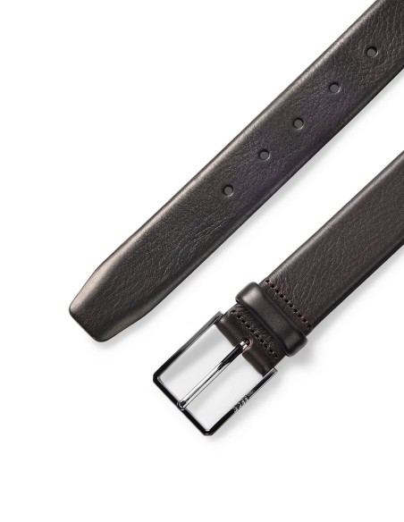 LEATHER BELT WITH POLISHED GUNMETAL HARDWARE