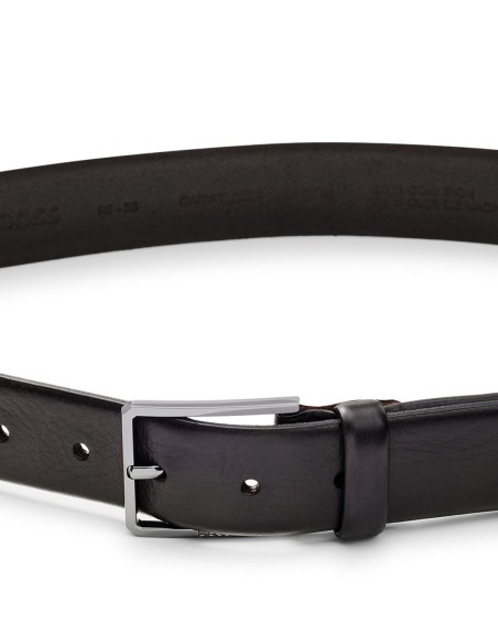 LEATHER BELT WITH POLISHED GUNMETAL HARDWARE