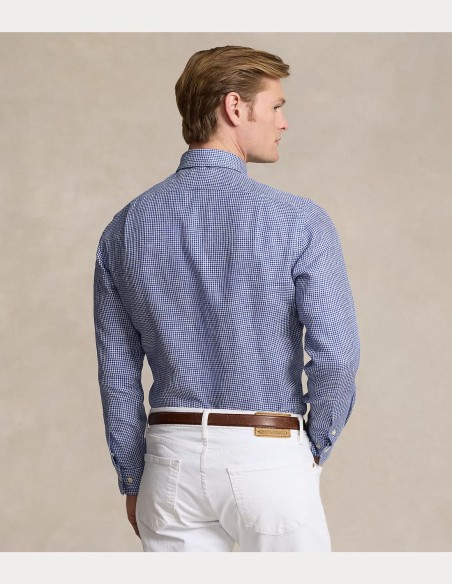 SLIM FIT PLAID LINEN SHIRT