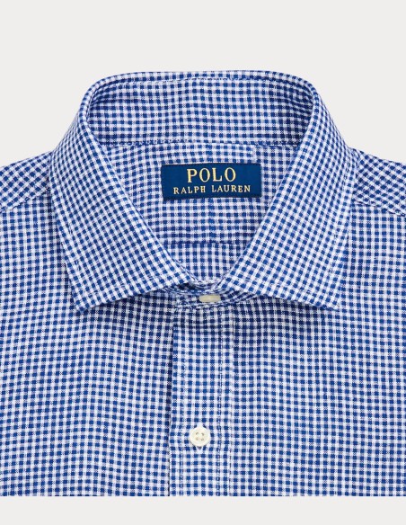 SLIM FIT PLAID LINEN SHIRT