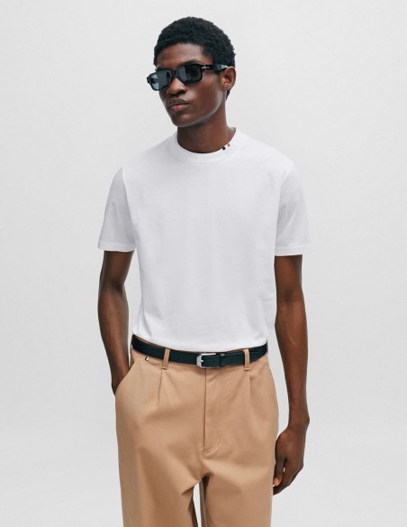 REGULAR FIT T-SHIRT WITH SIGNATURE-STRIPE COLLAR