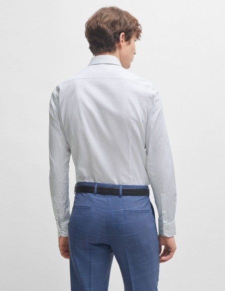 SLIM FIT SHIRT IN PRINTED OXFORD STRETCH COTTON