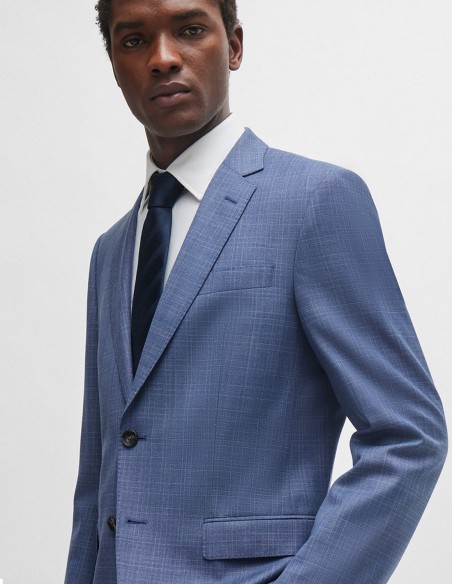 SLIM FIT SUIT IN CHECKED VIRGIN-WOOL SERGE