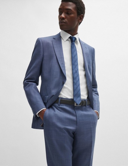 SLIM FIT SUIT IN CHECKED VIRGIN-WOOL SERGE
