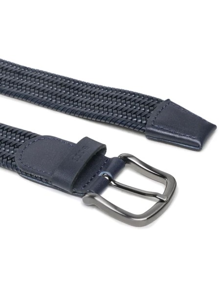 WOVEN LEATHER BELT WITH GUNMETAL PIN BUCKLE