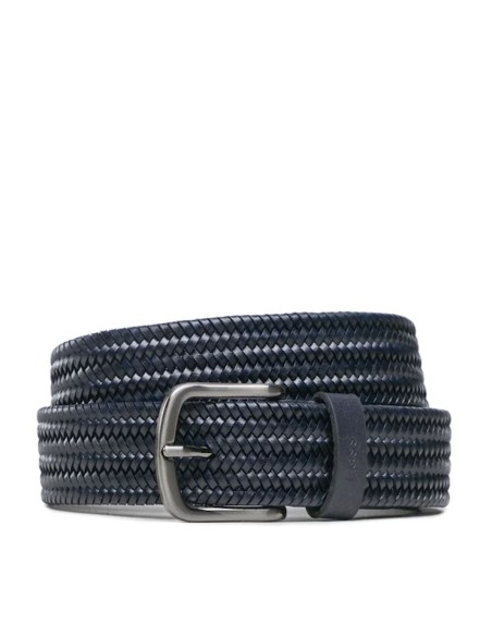 WOVEN LEATHER BELT WITH GUNMETAL PIN BUCKLE