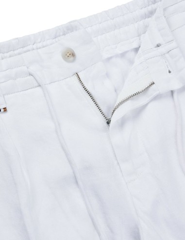 SLIM FIT LINEN TROUSERS WITH TIE WAIST
