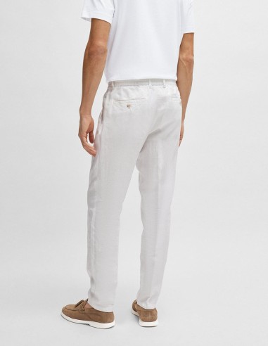 SLIM FIT LINEN TROUSERS WITH TIE WAIST