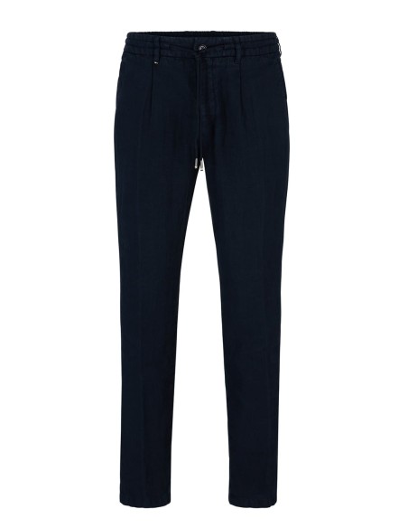 SLIM FIT LINEN TROUSERS WITH TIE WAIST