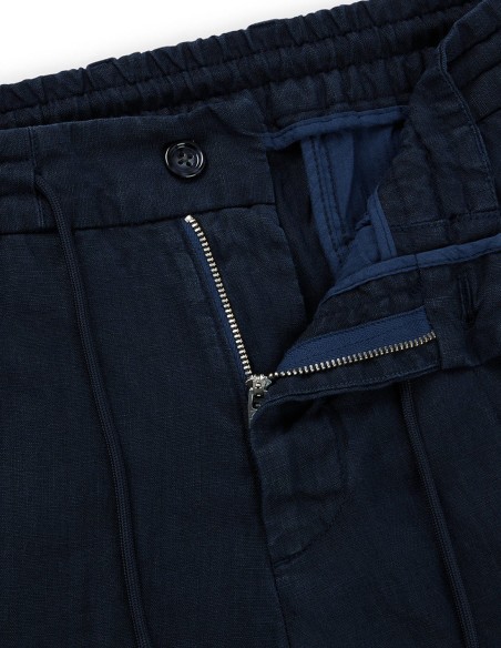 SLIM FIT LINEN TROUSERS WITH TIE WAIST
