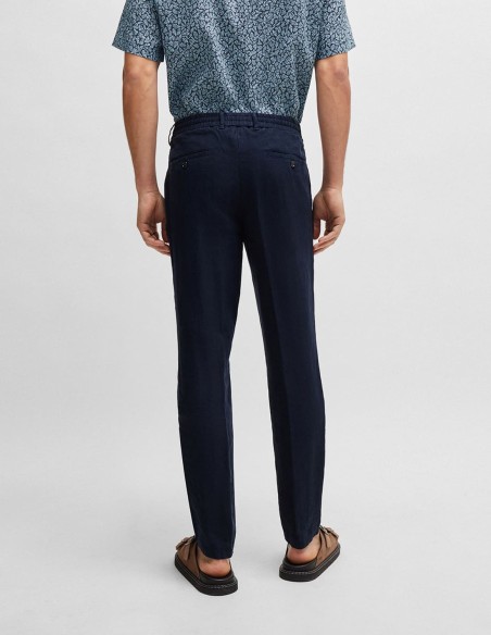SLIM FIT LINEN TROUSERS WITH TIE WAIST