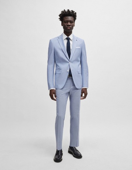 SLIM FIT JACKET IN A MICRO-PATTERNED COTTON BLEND