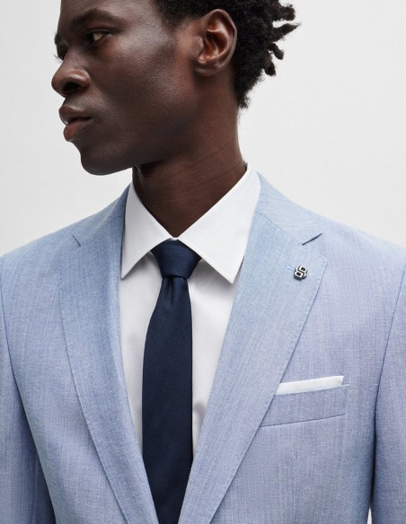 SLIM FIT JACKET IN A MICRO-PATTERNED COTTON BLEND