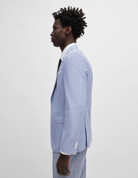 SLIM FIT JACKET IN A MICRO-PATTERNED COTTON BLEND