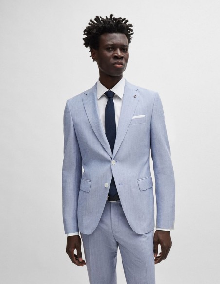 SLIM FIT JACKET IN A MICRO-PATTERNED COTTON BLEND