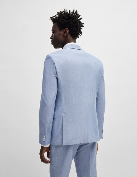 SLIM FIT JACKET IN A MICRO-PATTERNED COTTON BLEND