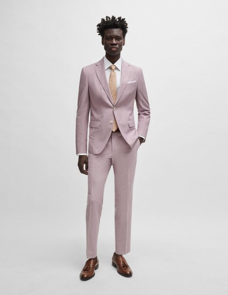 SLIM FIT JACKET IN A MICRO-PATTERNED COTTON BLEND