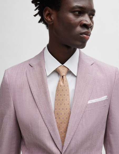 SLIM FIT JACKET IN A MICRO-PATTERNED COTTON BLEND