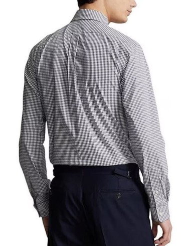 SLIM FIT CHECKED STRETCH POPLIN SHIRT