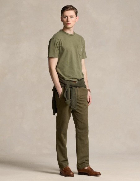 CLASSIC FIT COTTON-LINEN POCKET T-SHIRT