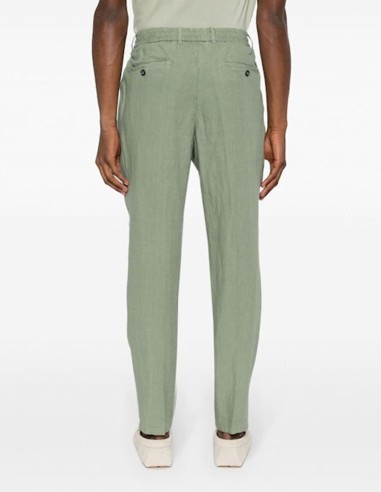 SLIM FIT LINEN TROUSERS WITH TIE WAIST