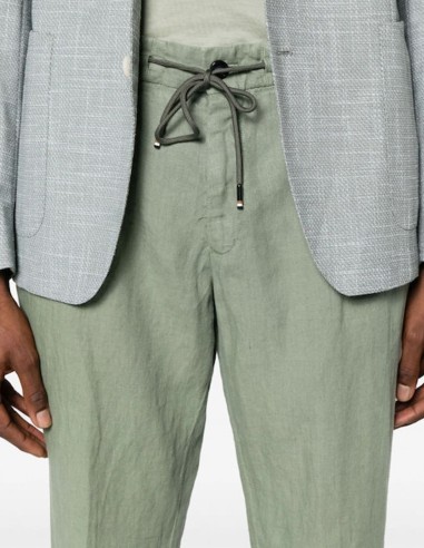 SLIM FIT LINEN TROUSERS WITH TIE WAIST