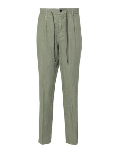SLIM FIT LINEN TROUSERS WITH TIE WAIST