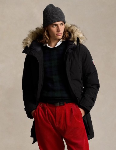 Hooded parka with faux fur trim online