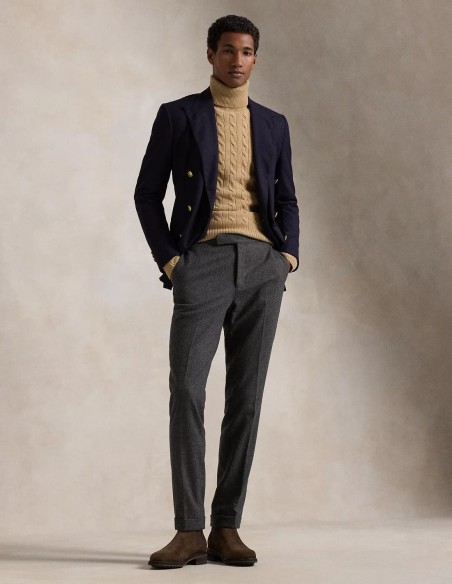 CABLE WOOL-CASHMERE ROLL NECK JUMPER