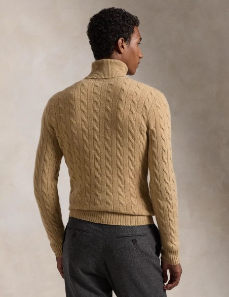 CABLE WOOL-CASHMERE ROLL NECK JUMPER