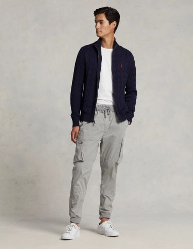 CABLE-KNIT COTTON FULL-ZIP JUMPER