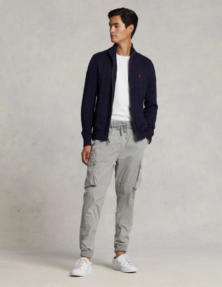 CABLE-KNIT COTTON FULL-ZIP JUMPER