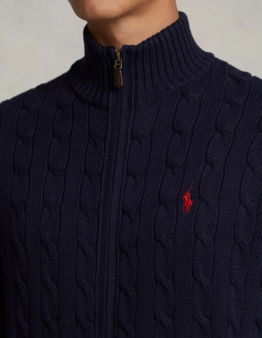 CABLE-KNIT COTTON FULL-ZIP JUMPER