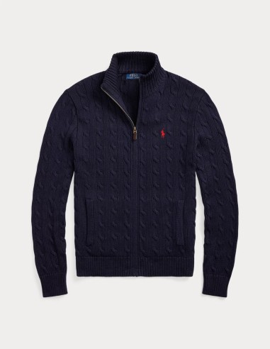 CABLE-KNIT COTTON FULL-ZIP JUMPER