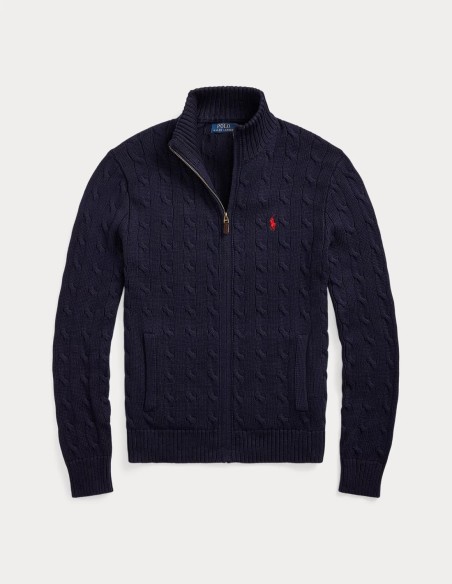 CABLE-KNIT COTTON FULL-ZIP JUMPER
