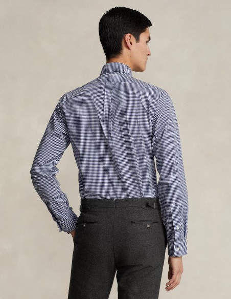 CUSTOM FIT GINGHAM STRETCH POPLIN SHIRT