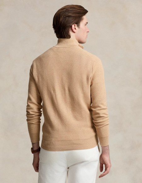 MESH-KNIT COTTON QUARTER ZIP JUMPER
