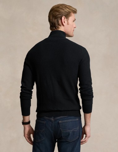 MESH-KNIT COTTON QUARTER ZIP JUMPER