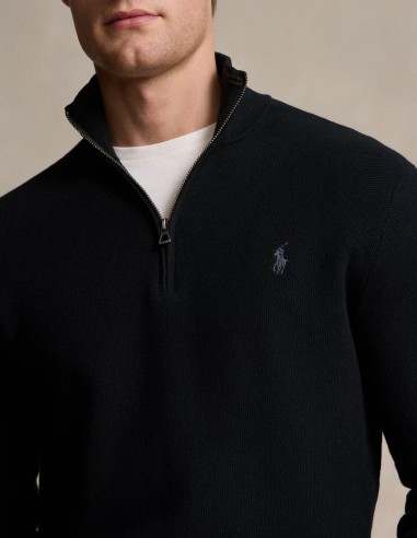 MESH-KNIT COTTON QUARTER ZIP JUMPER