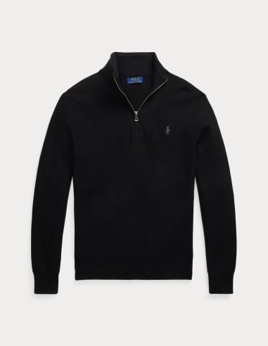 MESH-KNIT COTTON QUARTER ZIP JUMPER