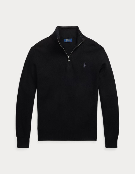 MESH-KNIT COTTON QUARTER ZIP JUMPER