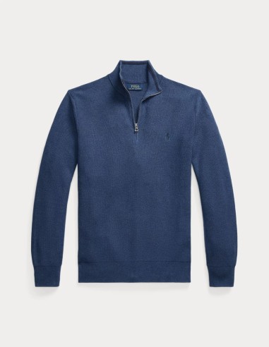 MESH-KNIT COTTON QUARTER ZIP JUMPER