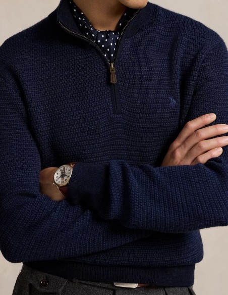 WASHABLE WOOL QUARTER-ZIP JUMPER